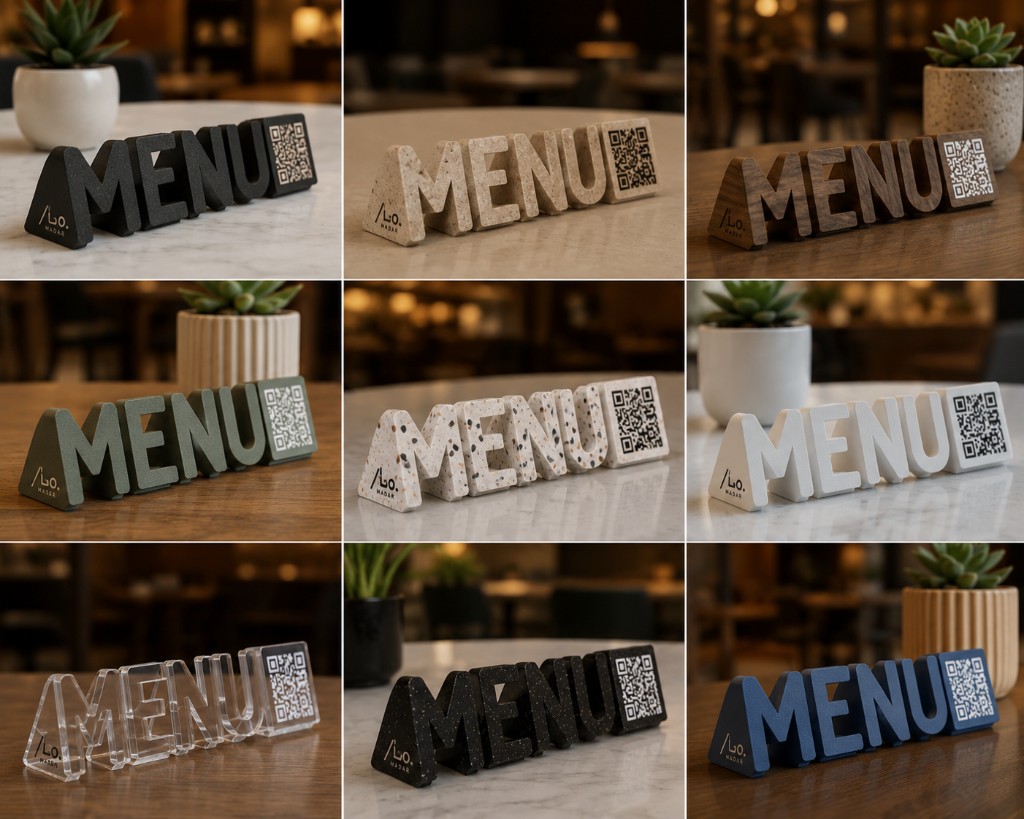 شبكة حوامل MENU ثلاثية الأبعاد بألوان وخامات متعددة